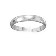 Sterling Silver Toe Ring Polished Plain 3mm Wide Band