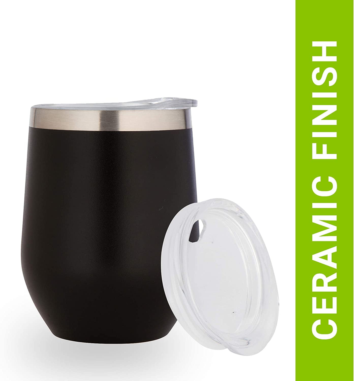 ImpecGear Ceramic Wine Tumbler with Lid 12oz, Double Wall Vacuum