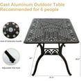 thumbnail image 4 of 7-Piece Cast Aluminum Outdoor Dining Set, Antique Bronze Patio Furniture for 6 Includes 60" Oval Dining Table, 4 Stackable Chairs & 2 Swivel Chairs with Cushions & Umbrella Hole, 4 of 6