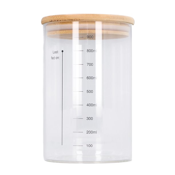 Kit De Iniciación De Masa Madre, Tapa De Madera Multiusos Tarro De Vidrio De Masa Madre Fácil De Limpiar Operación Simple Boca Ancha Para Nueces De Café Para Arroz