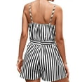 thumbnail image 6 of HUBERY Women Striped Colorblock Sleeveless V Neck Open Back Short Jumpsuit, 6 of 7