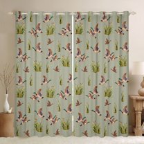 jejeloiu Farmhouse Mallard Duck Black Out Curtains,Green Brown Curtains Pack of 2 (42x63 Each) For Teens