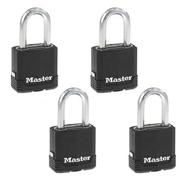 Master Lock Magnum® 1-7/8in (48mm) Wide Covered Laminated Steel Padlock with 1-1/2in (38mm) Shackle, 4 Pack
