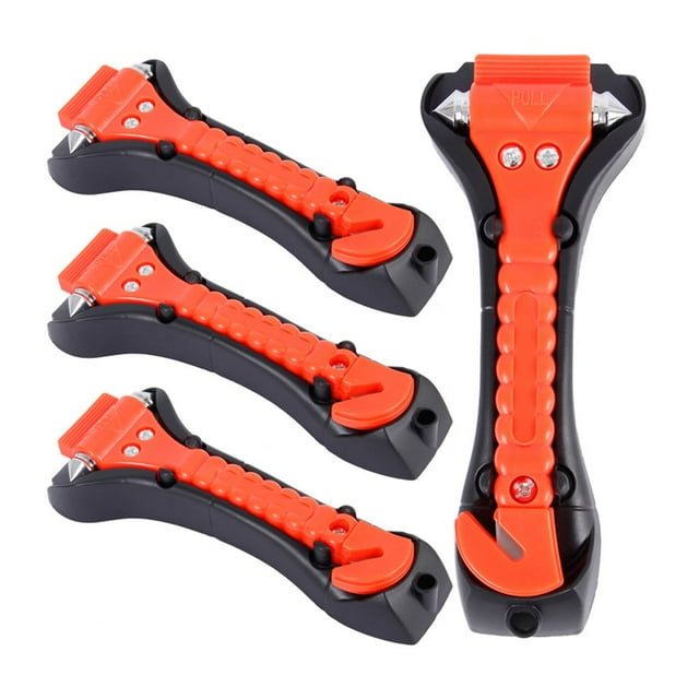 4 PCS Car Safety Antiskid Hammer - Dual Steel Small Emergency Class/Window Punch Breaker Auto Rescue Disaster Escape Life-Saving Hammer Tool