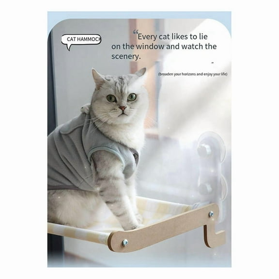 Cat Hammock Perch Window Foldable Bed Window Sill Seat Cordless Kitten Shelves with Sturdy Suction Cups,B