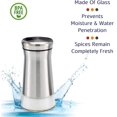thumbnail image 3 of Salt and Pepper Shakers - Salt Shaker with Adjustable Pour Holes - Stainless Steel and Glass Set Stainless Steel, 3 of 7