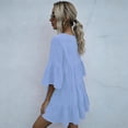 thumbnail image 4 of YuXingFu Mother Of The Bride Dresses Mid-Length Plus Size Womens Dress Long Sleeve Solid Color Casual Summer Light Blue M, 4 of 5