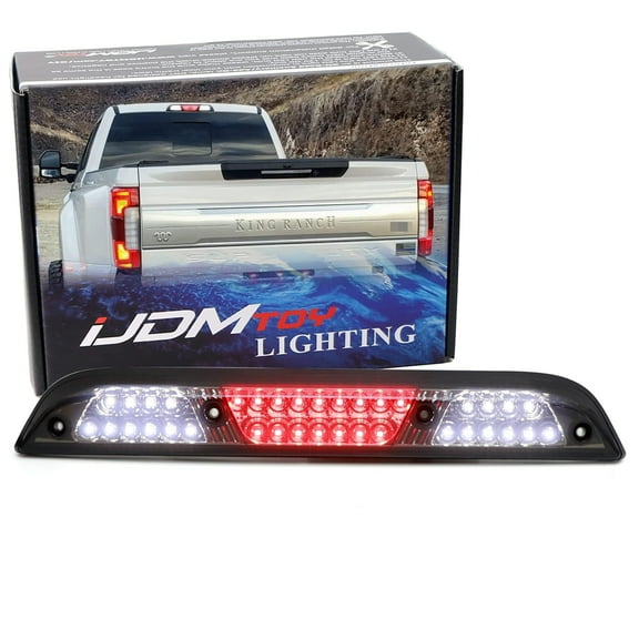Smoke Lens w/Chrome Reflector Full LED High Mount Third Brake Lamp w/ F1 Strobe Flash Feature For Ford 2015-2020 F-150, 2017-up F-250 F-350, 2019-up Ranger, 2022-up Maverick
