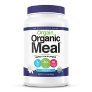 Orgain Organic Plant Based Meal Replacement Powder, Vanilla Bean - 20g Protein, Vegan, Dairy Free, Gluten Free, Lactose Free, Kosher, Non-GMO, 2.01 Pound (Packaging May Vary)