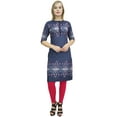thumbnail image 4 of Bimba Women's Blue Tunic 3/4 Sleeve Printed kurti Kurta Ethnic Dress Wear-24, 4 of 5