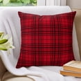 thumbnail image 3 of Pillow Covers 24x24 Set of 2, Buffalo Plaid Throw Pillow Covers Decorative Couch Cushion Cover, Crimson Red Farmhouse Gingham Striped Microfiber Soft Square Pillowcases for Bedroom Living Room Sofa, 3 of 9