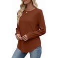 thumbnail image 6 of WIHOLL Sweatshirt for Women Crewneck Long Sleeve Shirts Curved Hem Lightweight Sweaters Fall Clothes, 6 of 10