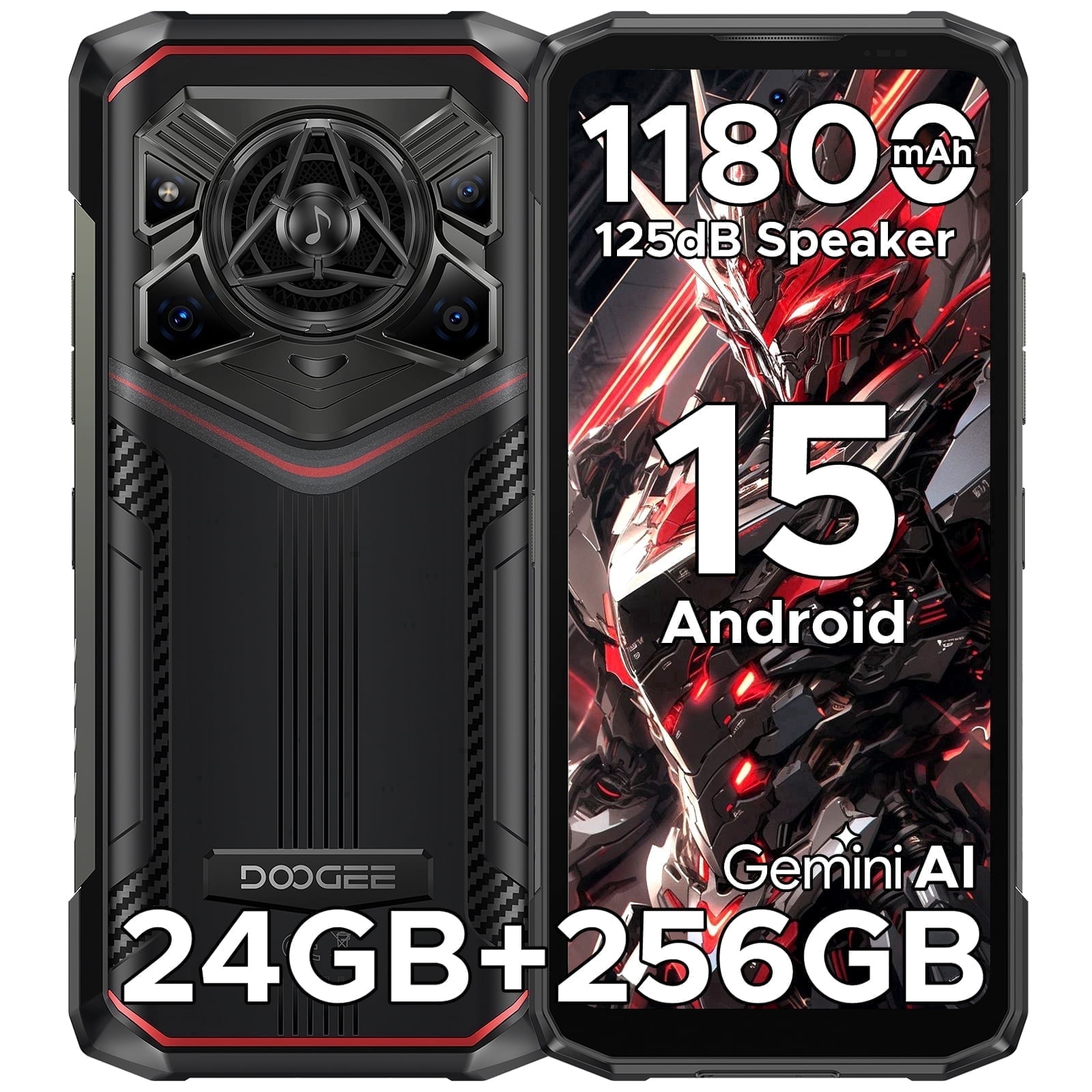 DOOGEE Blade 20 Pro Rugged Phone Unlocked, Android 15, 24GB RAM+256GB Storage, 11800mAh Battery, Octa Core, 50MP+Night Vision Camera, WIFI6/NFC/OTG