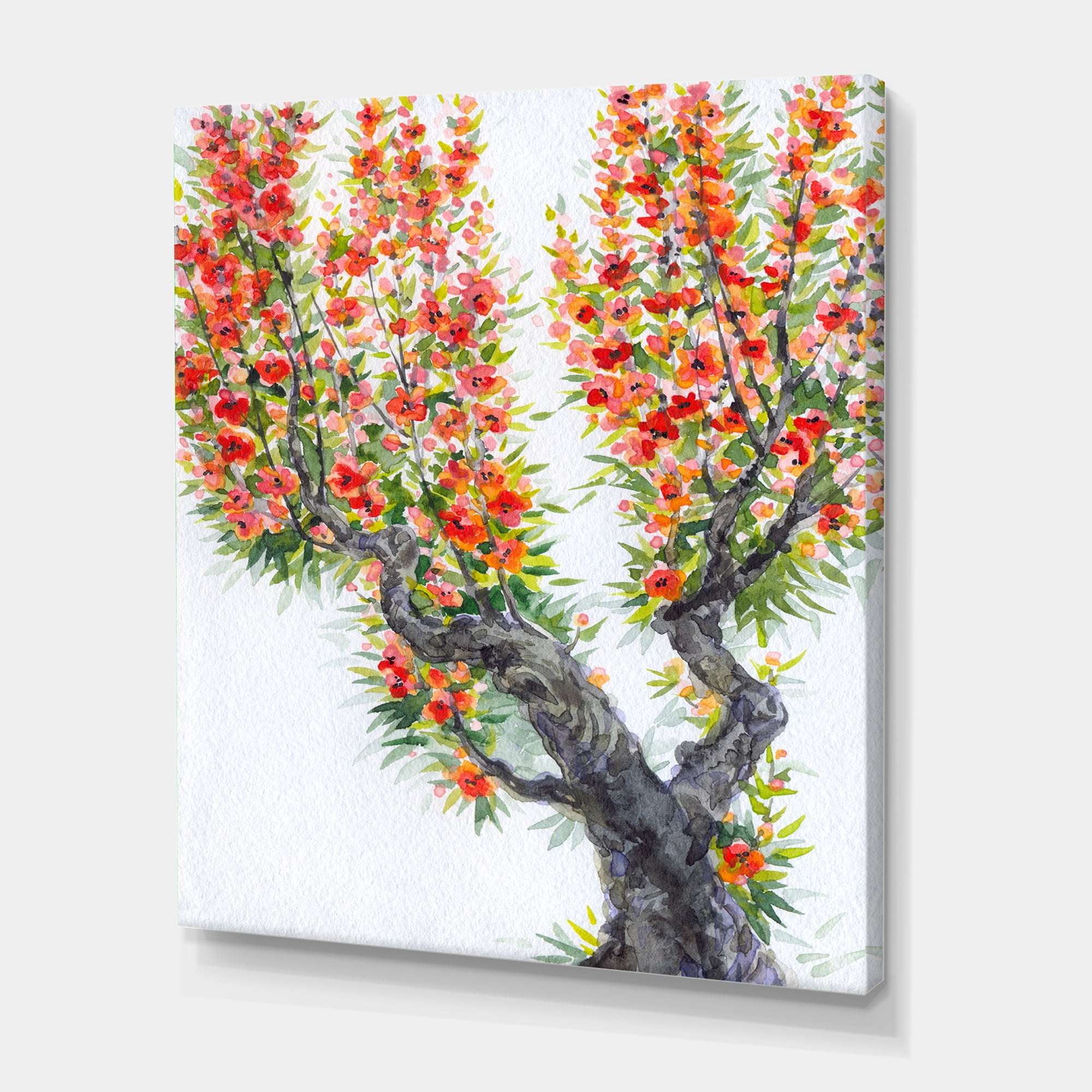 Designart ' Blooming Flowers Of An Old Tree In Spring II ' Traditional Canvas Wall Art Print