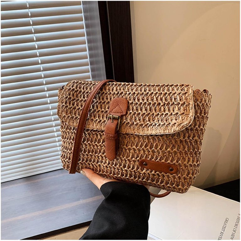 2024 Rattan Crossbody Bags for Women, Straw Raffia Clutch