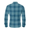 thumbnail image 6 of MELDVDIB Button Down Plaid Shirts for Men Long Sleeve Slim Transitional Weather Dress Shirt Travel Business Comfy Blouse Tops Blue M, 6 of 8