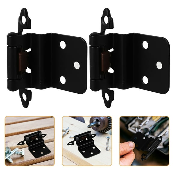 Black Kitchen Cabinet Hinges with Soft Close Damper for DIY Use 2 Pcs Metal