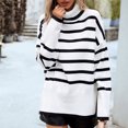 thumbnail image 3 of Suéter Suéter casual de cuello alto, ajuste holgado, traje diario de bloque de color con hombros caídos para mujer Kuymtek Blanco T M para Mujer, 3 of 6
