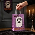 thumbnail image 5 of Sahpxhe Halloween Kraft Paper Gift Bags,Spooky Pattern Treat Bag with Handles,Reusable Party Favor Bags Candy Bags for Trick or Treat,8.3X5.9X3.1in Purple, 5 of 5