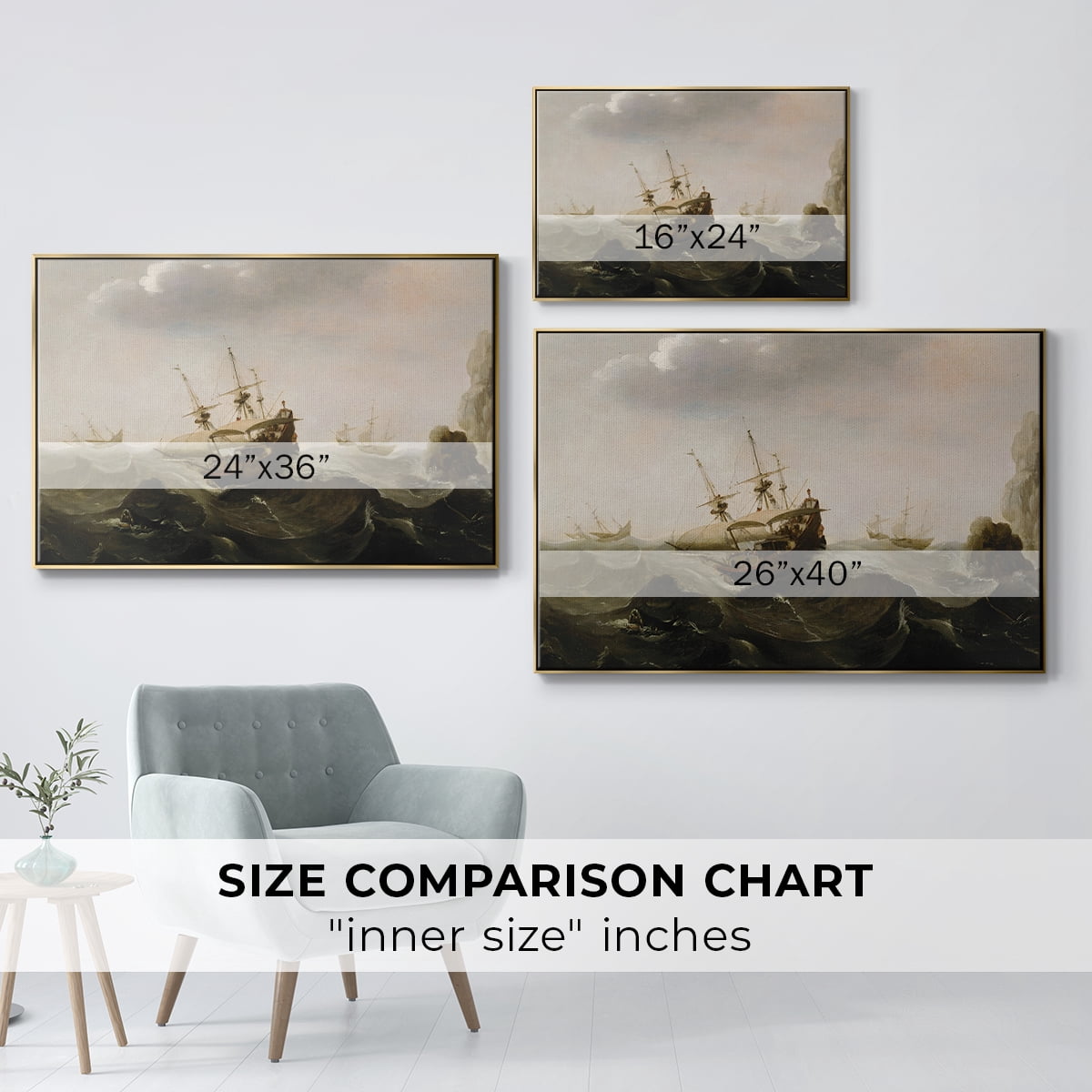 Vintage Landscape-CCLXV By Wexford Home Framed in Gold Wood Gallery Wrapped Canvas 27 in. x 41 in.
