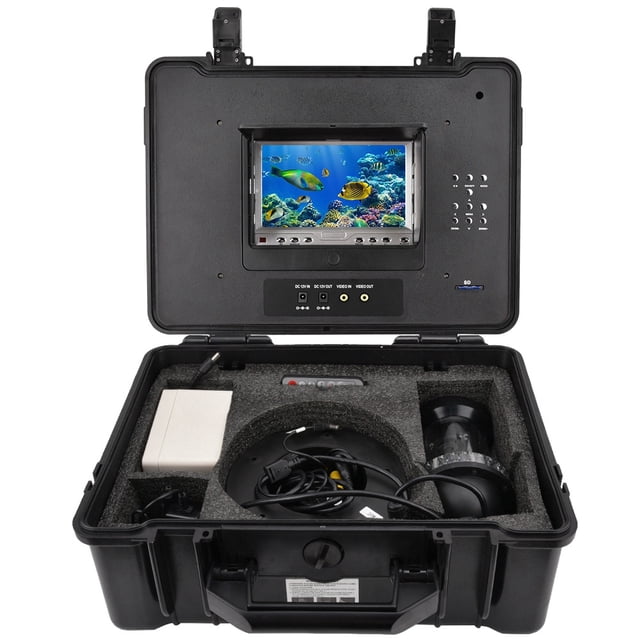 Cámara de Vídeo de Pesca Submarina Giratoria de 360 con Pantalla de 7 Pulgadas Buscador de Peces con DVR Cámara Subacuática 110-240V