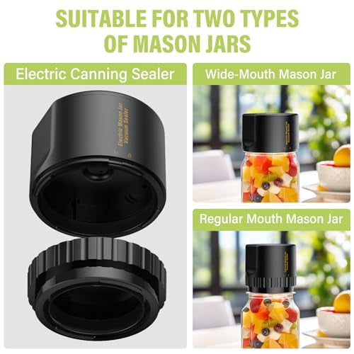 2026 New Vacuum Sealer Kit: Electric Jars Vacuum Sealer with Canning Attachment - Handheld Vacuum Sealing Containers - Fits Wide & Regular Mouth  Lids - Compatible with Food Saver Storage(White)