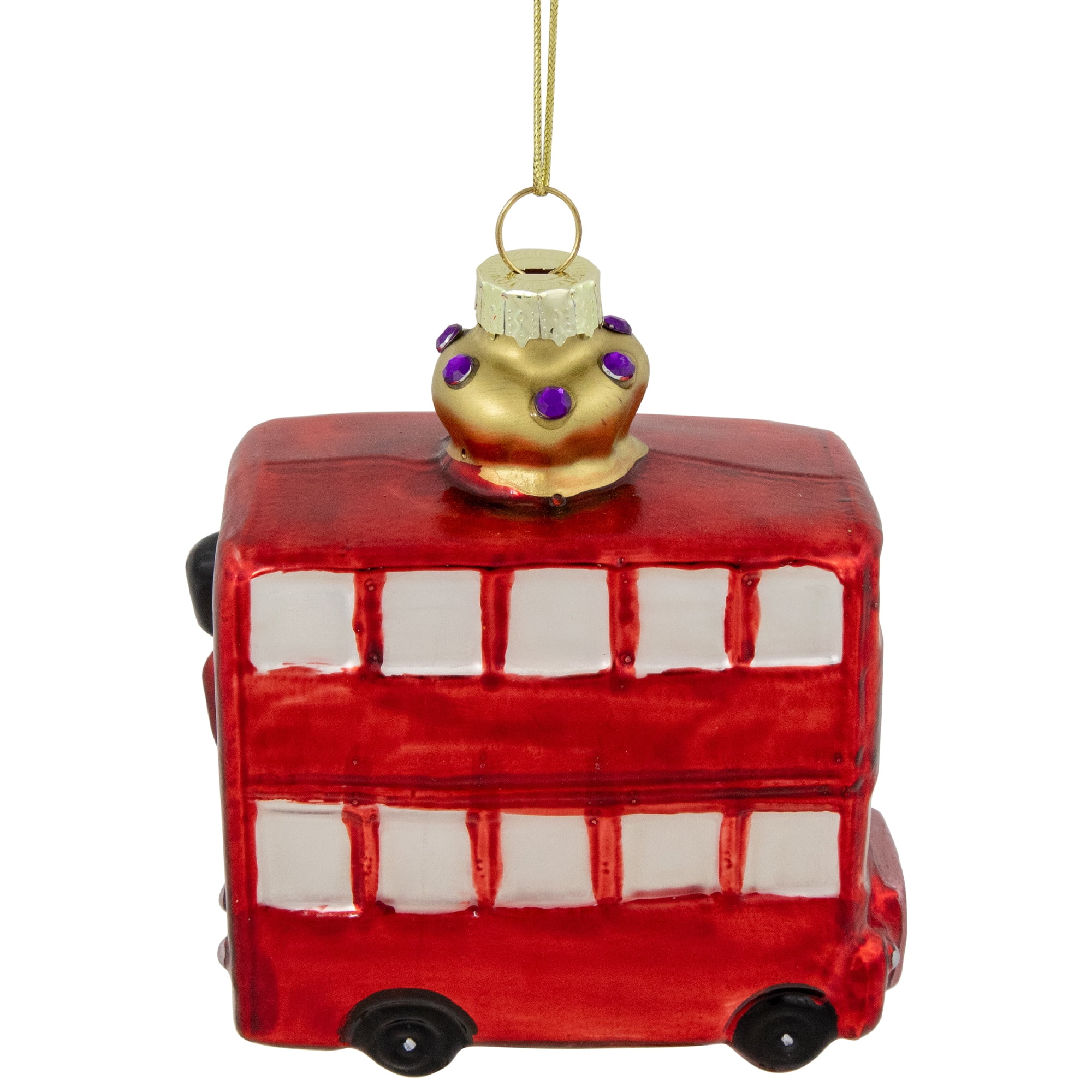 Northlight 3.5" Double-Decker Bus Glass Christmas Ornament