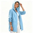 thumbnail image 2 of Yourumao Women Raincoat Hooded Mid Length Waterproof Windbreaker Lightweight Packable Rain Jackets for Outddor Activities, 2 of 9