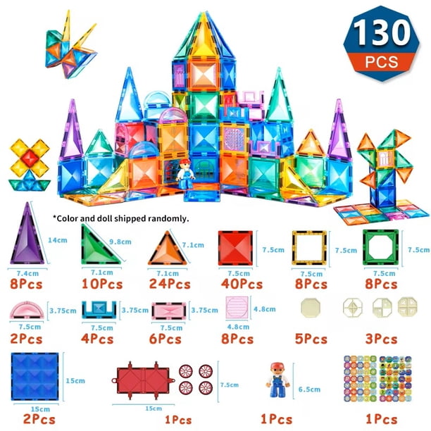 Romboss-bloques de construcción magnéticos con superficie de diamante colorido para niños, juegos de azulejos magnéticos de gran tamaño, juguetes educativos Montessori