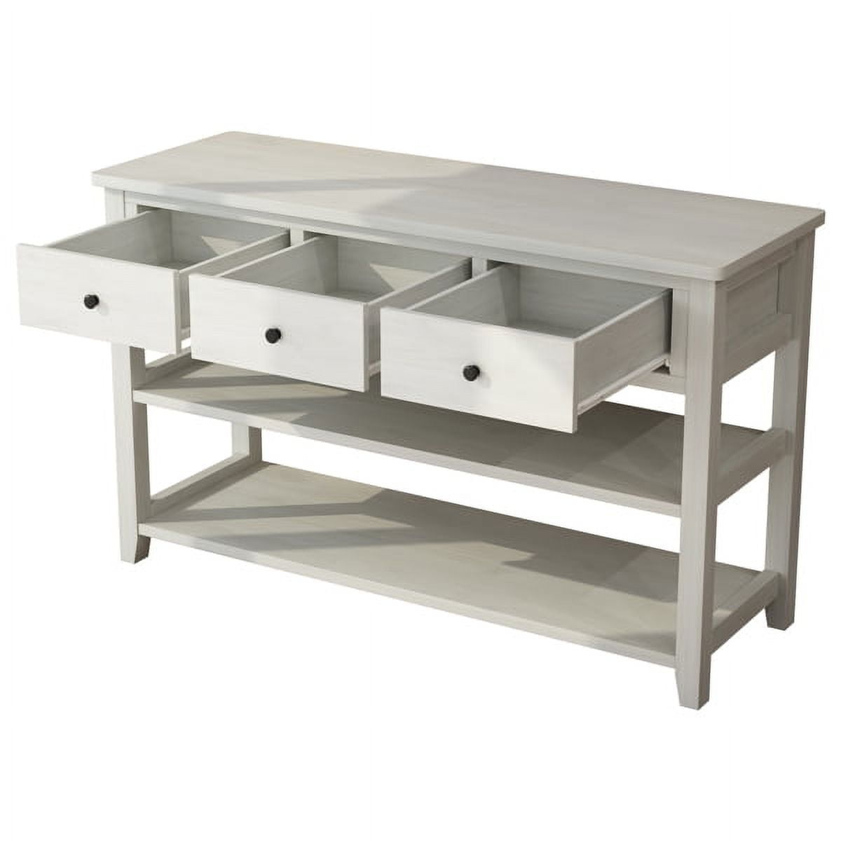 47.2" Vintage Console Table - Antique White MDF, 4 Drawers & Open Shelf, 200lb Capacity, American Country Style for Entryway, Living Room, Bedroom