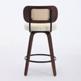 thumbnail image 6 of LEGAHOME Bar Stools set of 3, 26” Swivel Counter Height Bar Stools with Cane Rattan Back and Leather Seat, Mid-Century Modern Bar Stools for Kitchen Island, Bar, Dining Room, Walnut + Beige, 6 of 7