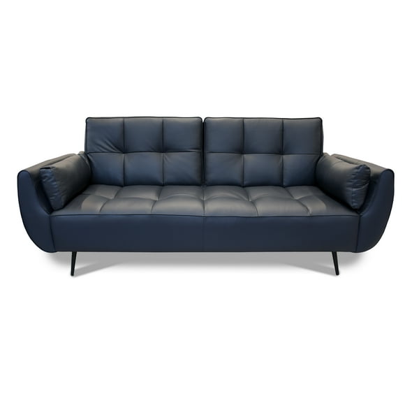 Sofá Cama de Piel Genuina, 3 plazas, Modelo Toronto, Color Azul Marino, Elegante, cómodo y Moderno, Hecho en Mexico. Medidas 220 X 90 X 80 cm.