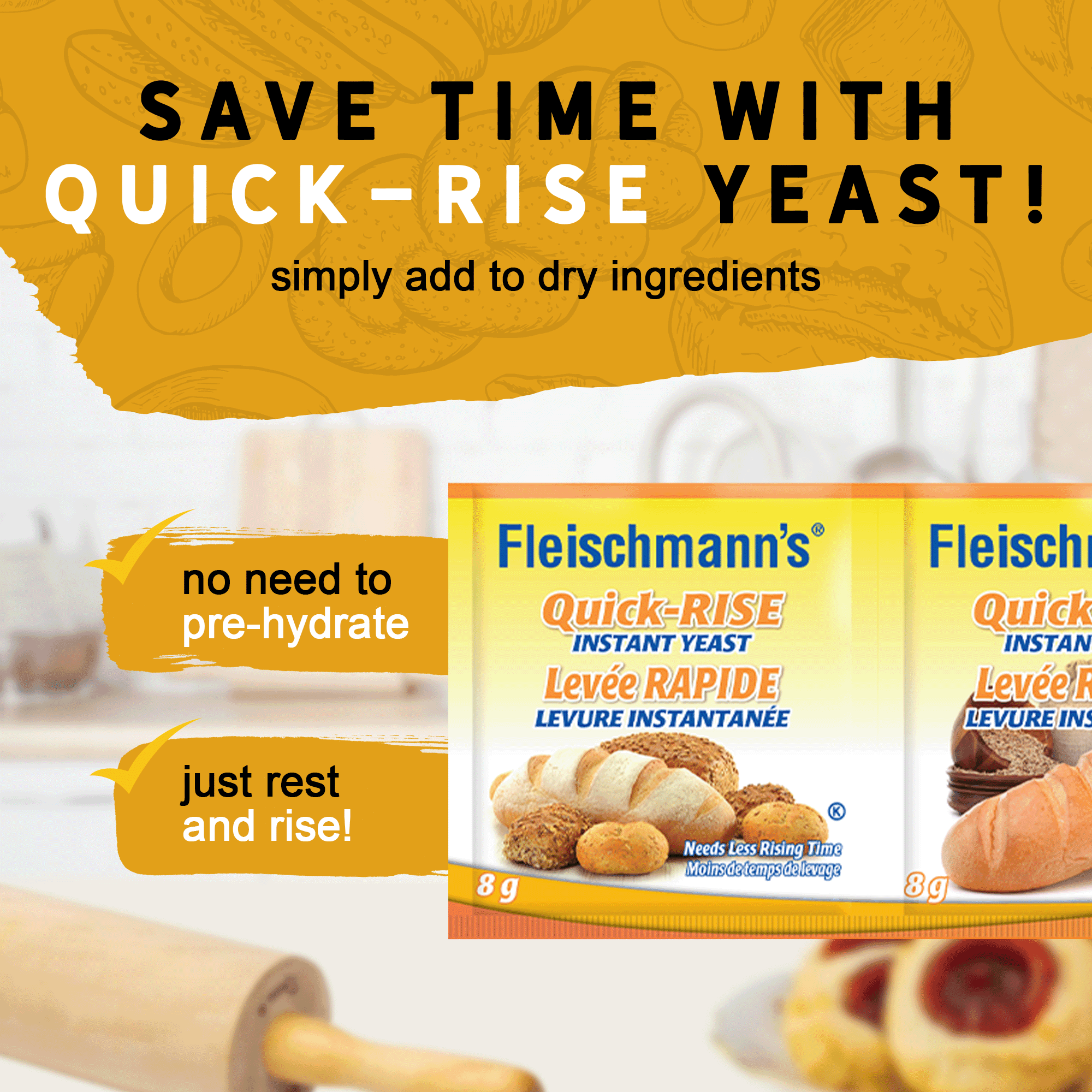Fleischmann's Quick Rise Instant Yeast Strips