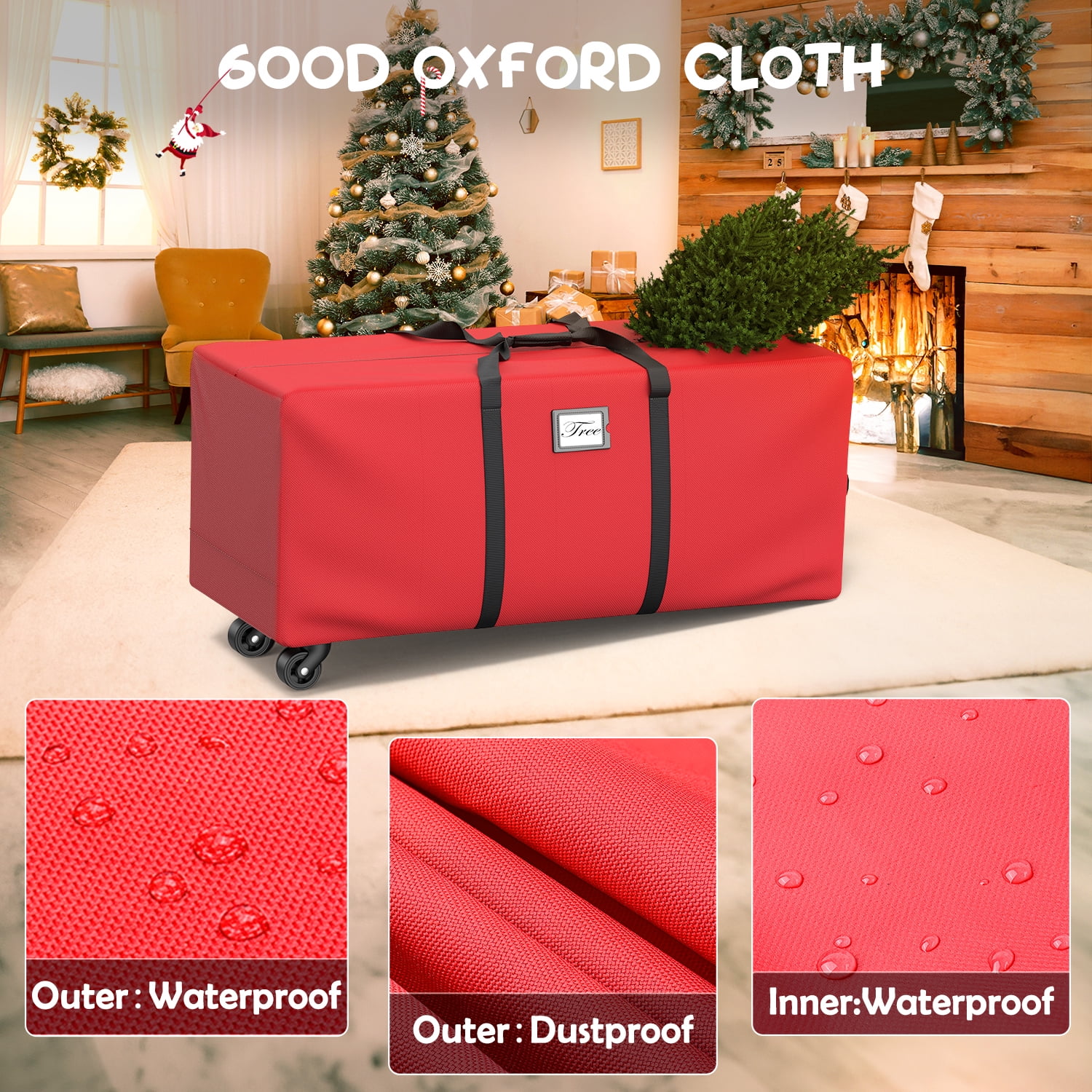 LIHAO Storage bag for Christmas tree Duvets and pillows 600D Oxford  Carrying bag