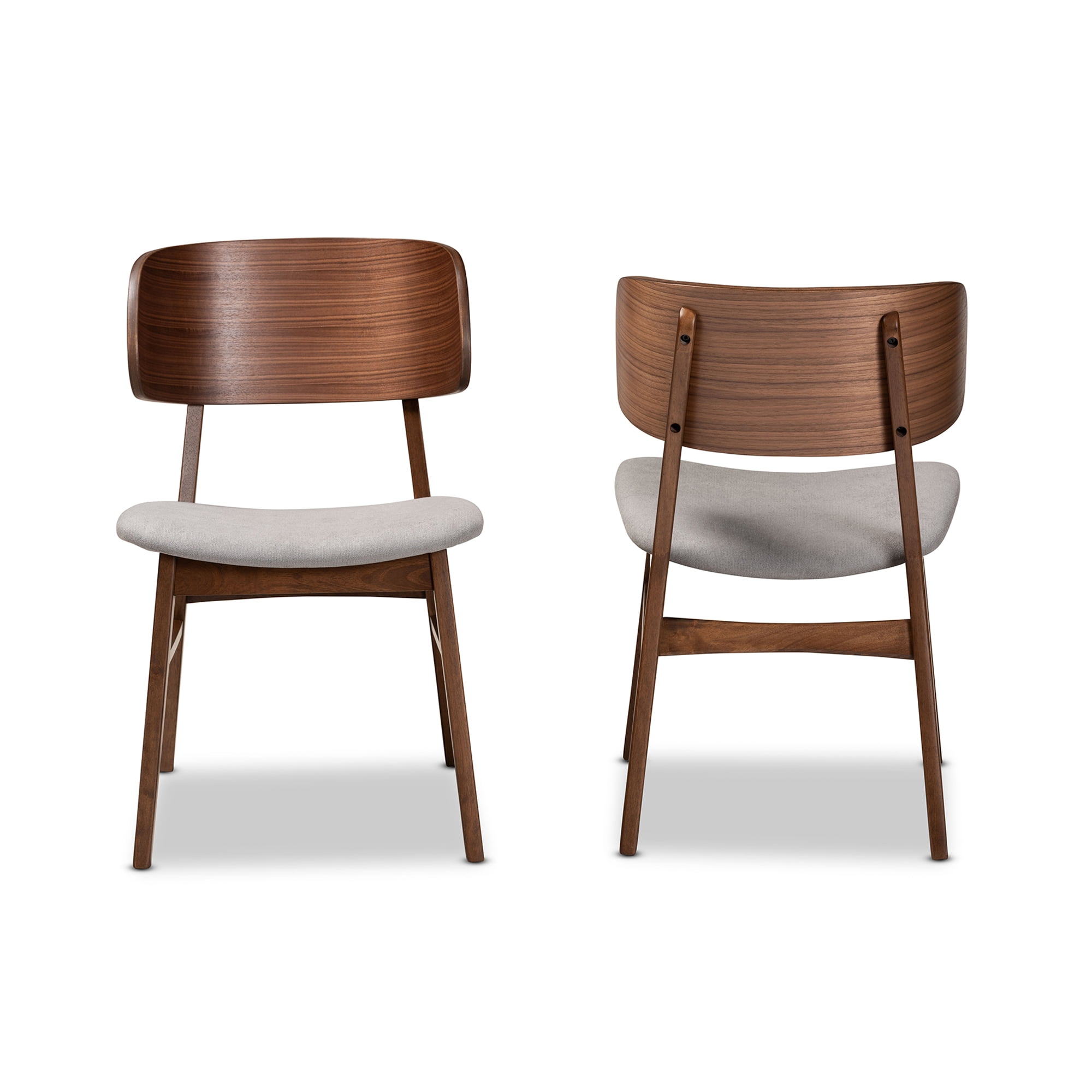 Baxton Studio Alston Dining Chair, Set of 2, Grey/Walnut Brown