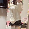 thumbnail image 5 of Pretty Cute Outfits Harajuku Cosplay Sweater Kawaii Lace Trim Off Shoulder Pullovers Y2K Aesthetic Vintage Long Sleeve Jumpers, 5 of 5