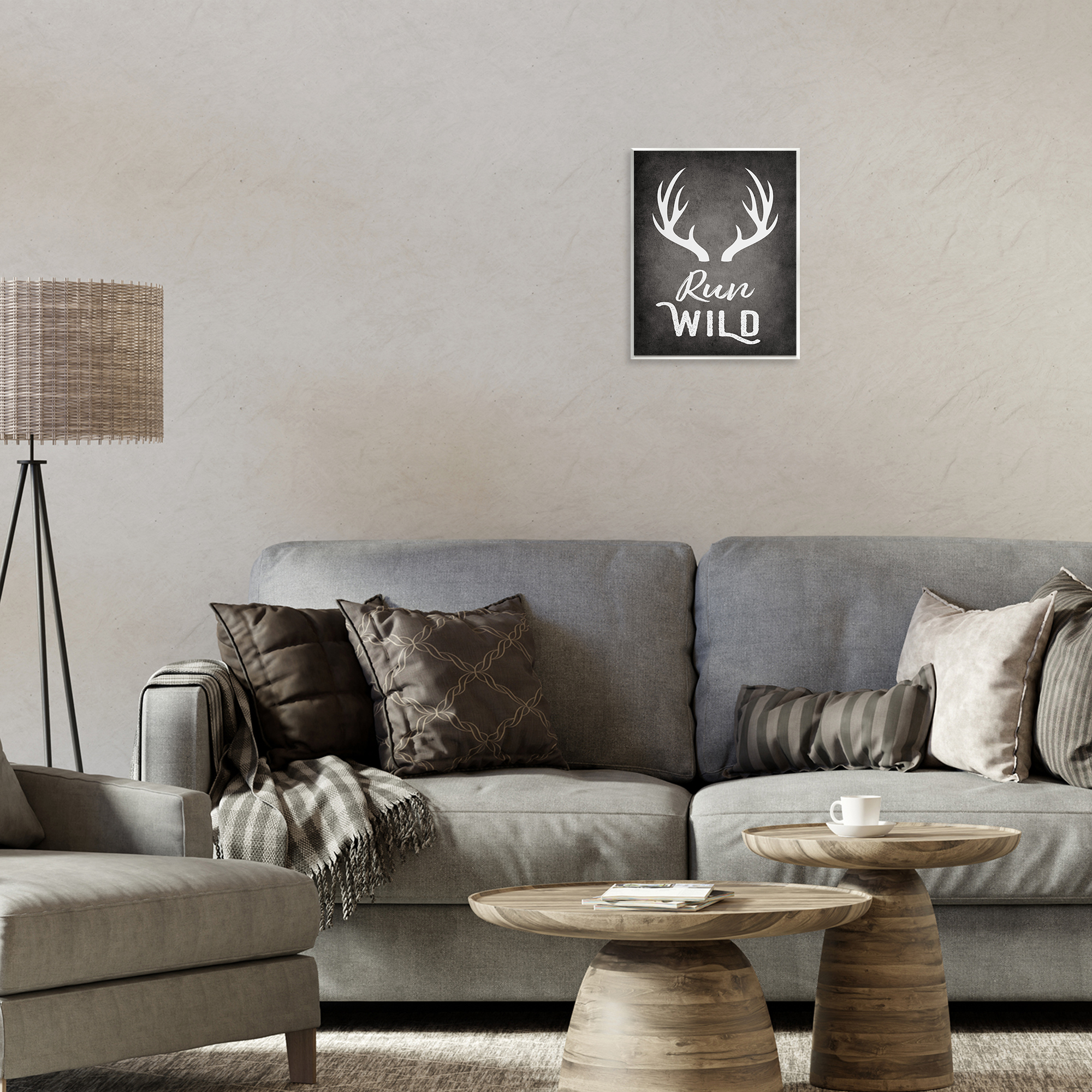 Stupell Industries Run Wild Antlers Typography Painting Unframed Art Print Wall Art, 11 x 14