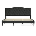 thumbnail image 4 of Oros Upholstered Platform Bed Frame / Tufted Camelback / Mattress Foundation / Wood Slat Support / No Box Spring Needed / Easy Assembly, Gray, King, 4 of 7