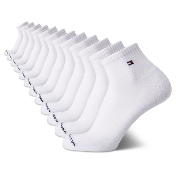 Calcetines Quarter Tommy Hilfiger para hombre, 12 unidades, color blanco, tallas 7-12