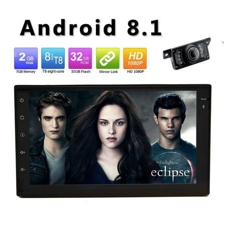 Android 8.1 Double Din Car Stereo 7 Inch 5 Points Touch Screen Octa-Core 2GB RAM 32GB ROM GPS GPS Navigation Bluetooth WiFi 3G 4G USB SD 1080P Multiple Language Colorful Button+ Backup