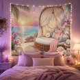 thumbnail image 2 of Round Wicker Daybed on a Tropical Beach with Ocean and Orchids, Dreamy Coastal for Beach Lovers, Serene Wall Art, Housewarming Gift, Tapestry Wall Hanging for Bedroom and Living Room, 2 of 7