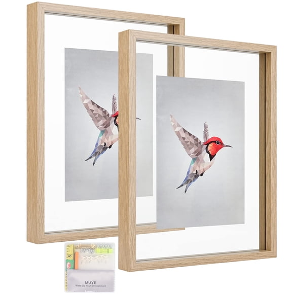 Juego de marcos flotantes MUYE Double Glass Rustic 11 x 14 (paquete de 2)