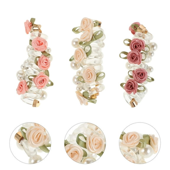 LOLIPPYY 6Pcs Flower Spiral Coil Hair Ties Multi Color No Snag Elastic Telephone Cord Hair Bands
