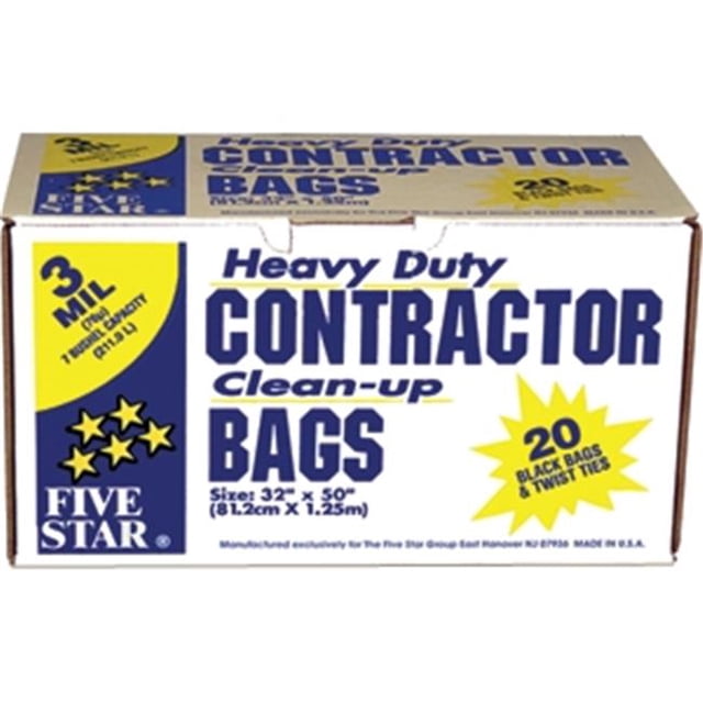 Primrose Plastic 31930700 3 Mil 7 Bushel Black Contractor Bags 20 Count