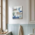 thumbnail image 5 of Blue Beach Bunch of Flowers Canvas Wall Art Ocean Stones Theme Wall Paintings White Flowers in Full Bloom Wall Picture Canvas Print Artwork Wall Decor for Dining Office Living Room Bedroom 12"x16", 5 of 6