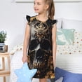 thumbnail image 4 of Balery Gold Pattern Black Skull Camisón de princesa para niñas, pijama de algodón con mangas abullonadas, suave y bonito.-Large, 4 of 6