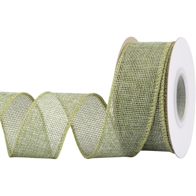Joycrosso Burlap Wired Edge Ribbon 1.5 inch x 10 Yards, Spring Moss, Ideal for Crafting, Gift Wrapping, Wreath, Christmas Tree, and Rustic Wedding Decorations