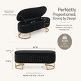 thumbnail image 3 of 46" Modern Velvet Storage Bench, Luxury Channeled Tufted End of Bed Bench with Hidden Storage and Gold Legs, Modern Glam Ottoman Bench for Bedroom, Living Room, Entryway, Black, 3 of 10