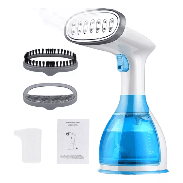 Plancha De Vapor Vertical Portátil, Vaporizador Ropa 1100w Azul con blanco