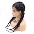 thumbnail image 3 of 4 Twists Lace Braided Wigs For Black Women Black Color Braids Wig with Baby Hair Heat Resistant Fiber Wig Synthetic Braided Wigs, 3 of 5
